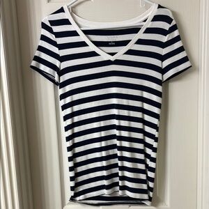 Merona White and Blue Short Sleeve Tee